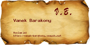 Vanek Barakony névjegykártya